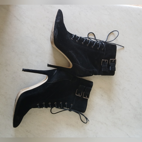 Simmi Black Lace-Up Stiletto Ankle Boots - Picture 4 of 5